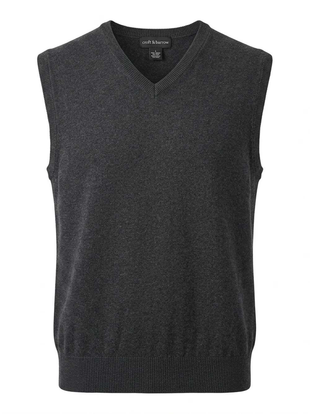 Croft & Barrow Charcoal Gray V-Neck‎ Sweater Vest - Size Large